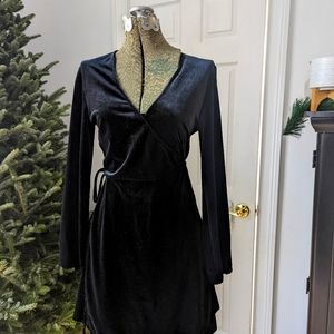 Black Velvet Wrap Dress